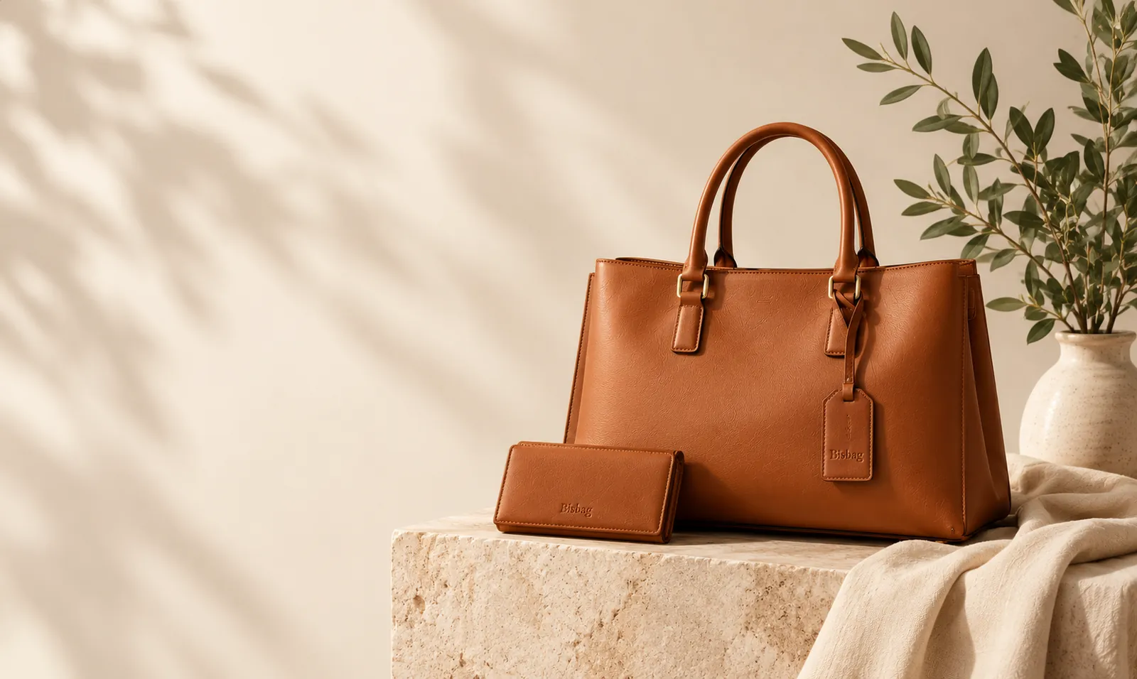 Tan handcrafted handbag from the Bisbag collection